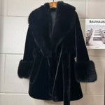 Cozy Belted Faux Fur Mid-Length Coat