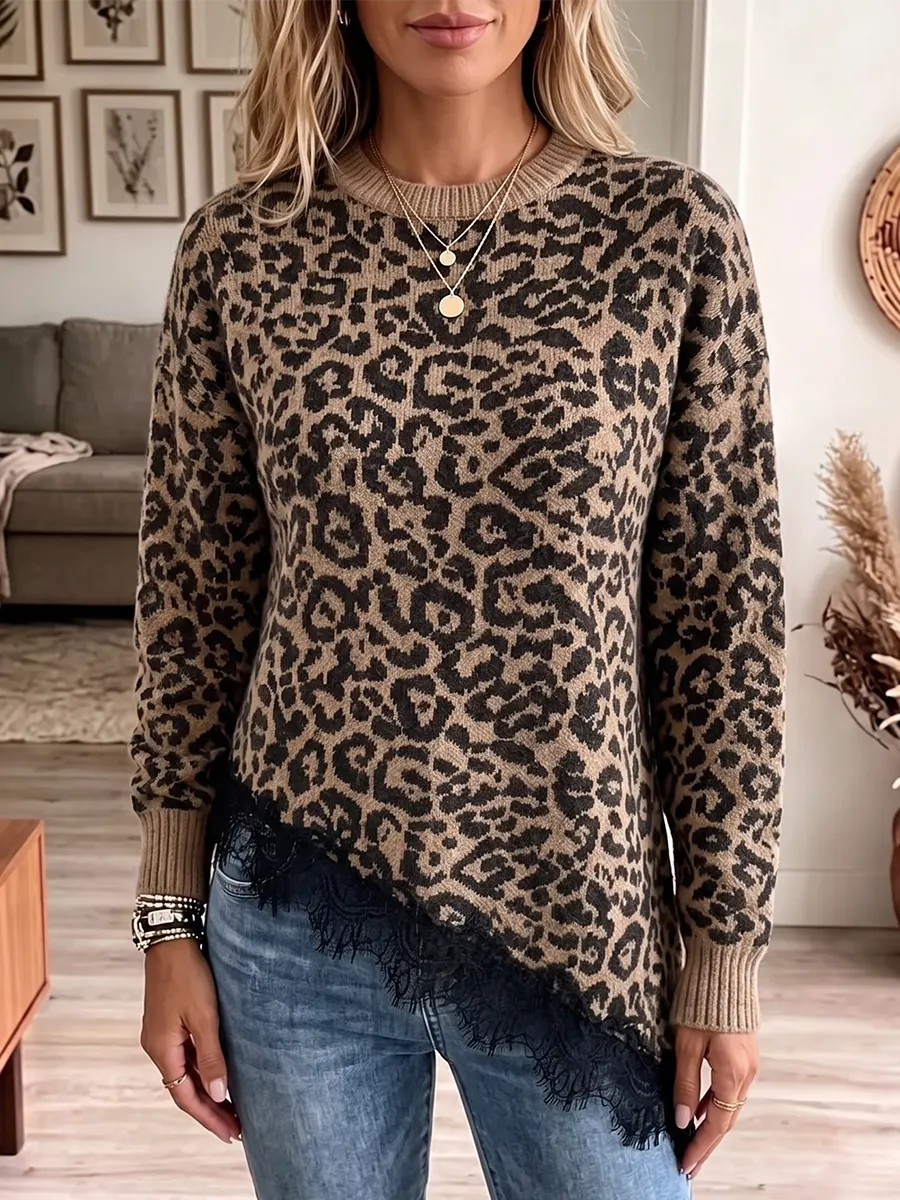 Vintage Elegant Patchwork Openwork Sweater