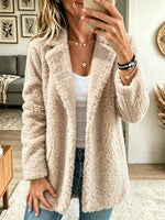 Women's Notch Collar Plush Sherpa Coat