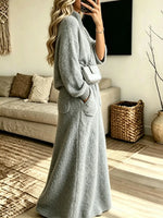 Women's Retro V-neck Zipper Knit Top And Knit Skirt Two-piece Set