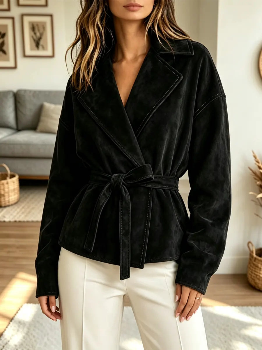 Retro Cozy Solid Color Lapel Art Casual Stylish Long Sleeve Coat