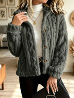 Retro Cozy Loose Fuzzy Fleece Art Casual Stylish Long Sleeve Coat