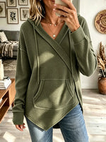 Women's Asymmetrical Cross Front Waffle Knit Hoodie