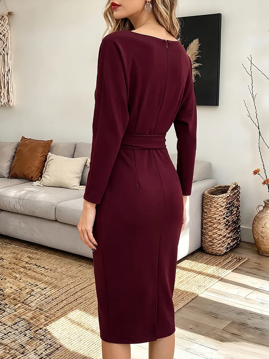 Vintage Elegant Cotton-blend Batwing Sleeves Dress