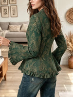Vintage Elegant Patterned Ruffled Jacket
