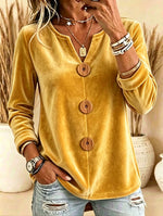 Women's Velvet Button Front Top