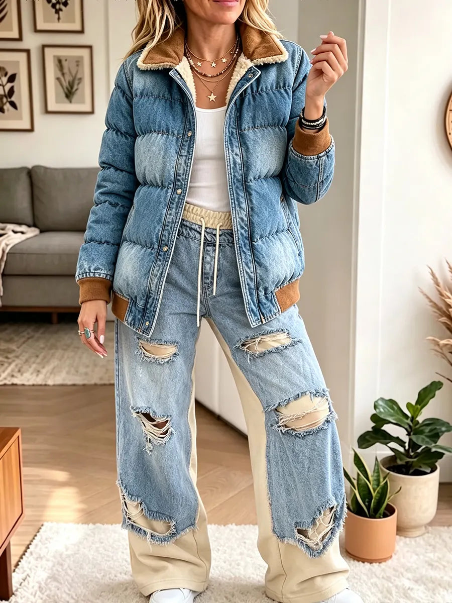 Women's Vintage Elegant Denim Patchwork Pants