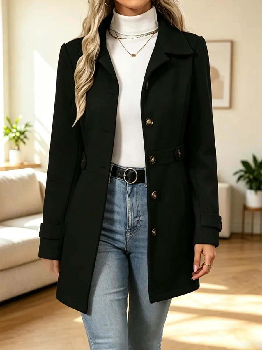 Retro Chic Lapel Button Art Casual Stylish Long Sleeve Coat