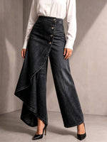 Women's High-waisted Relaxed Fit Wide-leg Jeans With A Stylish Design.