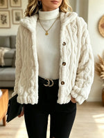 Retro Cozy Loose Fuzzy Fleece Art Casual Stylish Long Sleeve Coat