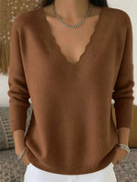 Retro V Collar Knitted Art Casual Stylish Long Sleeve Sweater