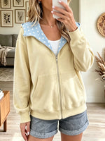 Women's Polka Dot Trim Full-Zip Hoodie