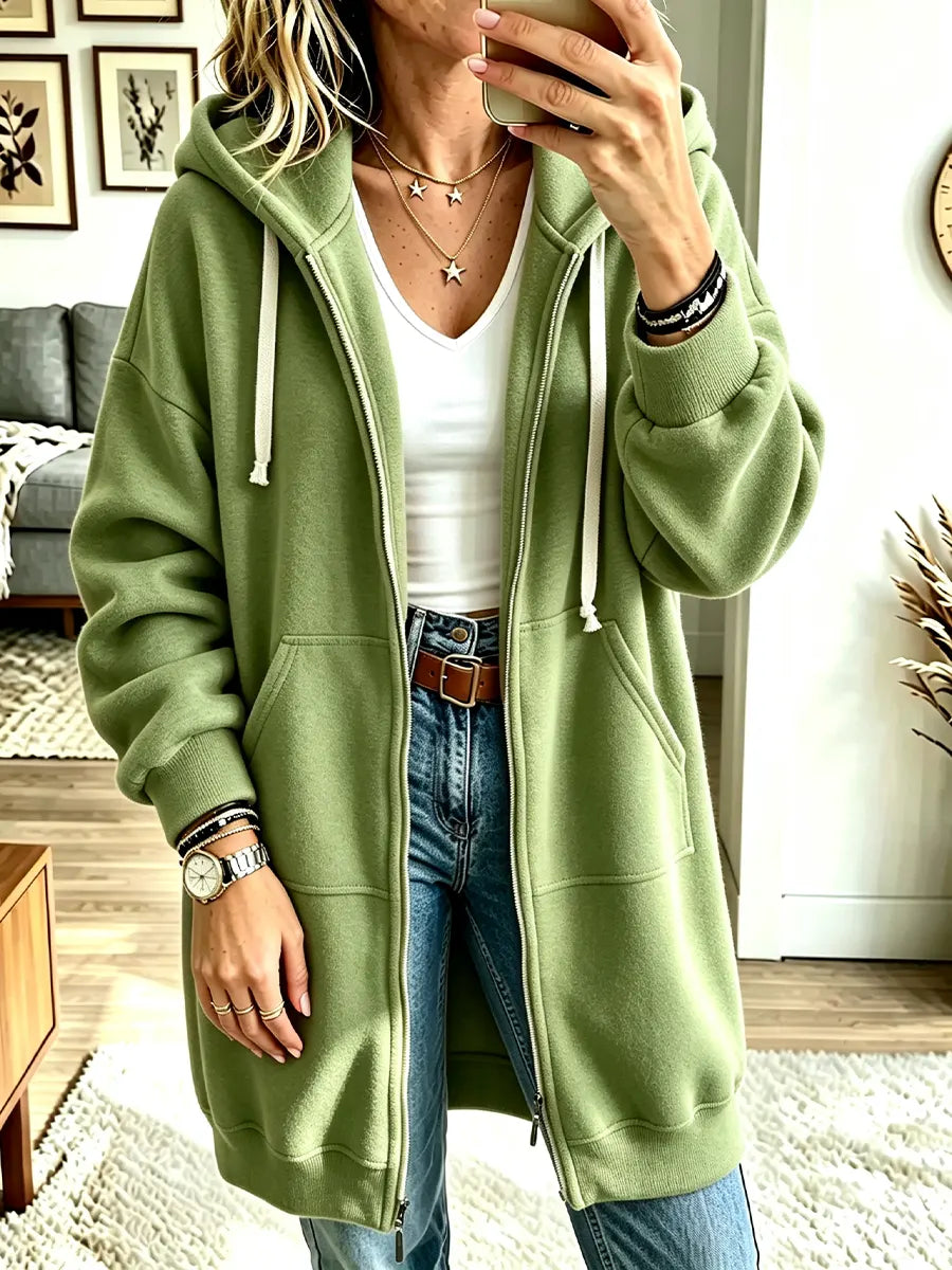 Women’s Long Sleeve Casual Loose Hooded Sweatshirt Cardigan