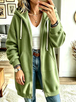 Women’s Long Sleeve Casual Loose Hooded Sweatshirt Cardigan