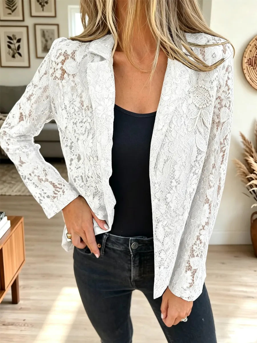 Retro Elegant Lace Hollow Art Casual Stylish Long Sleeve Coat