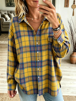 Women's Oversized Plaid Flannel Button-Down Shirt