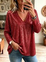 Women's Sequin V-Neck Tunic Top