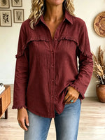 Women's Fringe Trim Button-Down Shirt