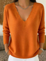 Retro V Collar Knitted Art Casual Stylish Long Sleeve Sweater