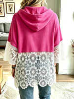Women's Loose Lace Patchwork Hoodie Top