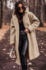 Hooded Long Teddy Coat Oversized Fleece Warm Winter Sherpa Overcoat