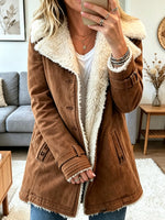 Women's Sherpa-Lined Suede Buckle Coat