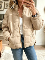 Women’s Stand Collar Zip Up Lightweight Short Padded Coat