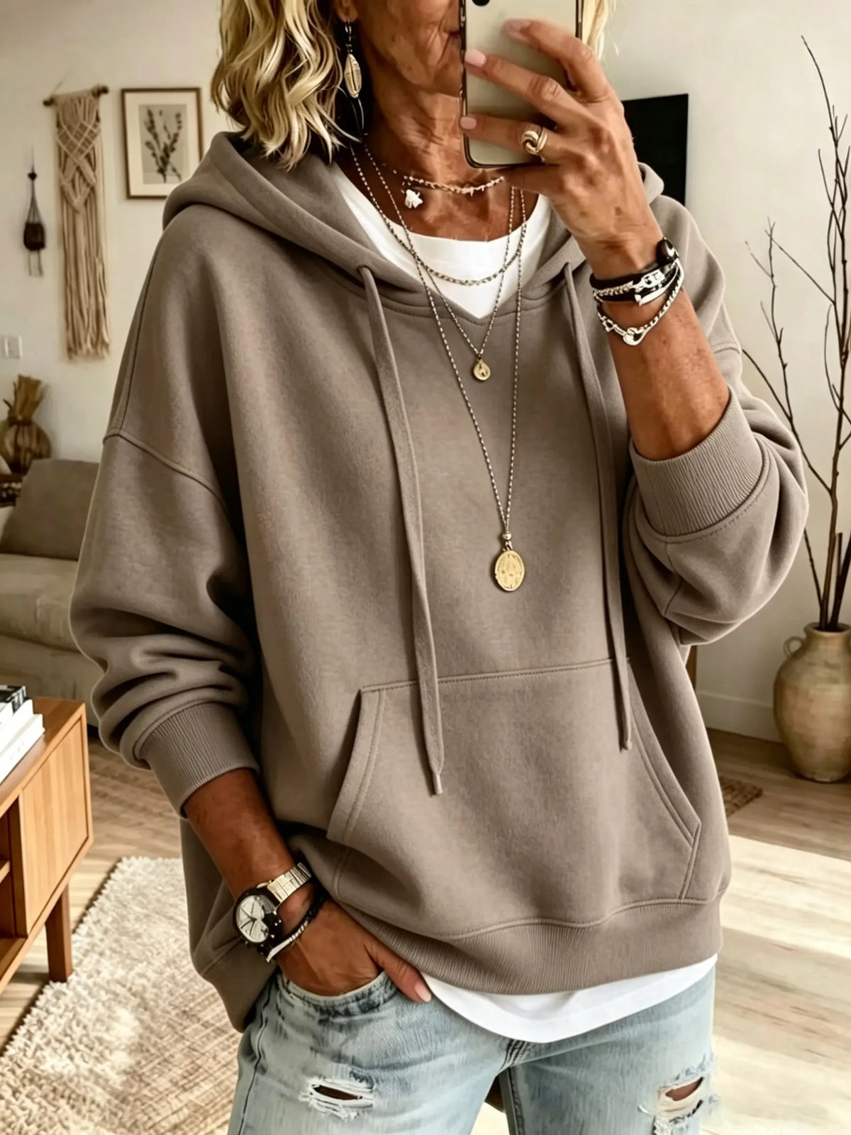 Women's Drawstring Pocket Hoodie