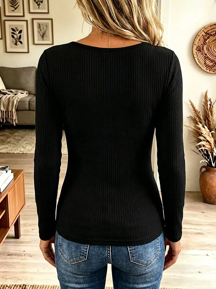 Women's Mesh Cutout O-Ring Grommet Long-Sleeve Top