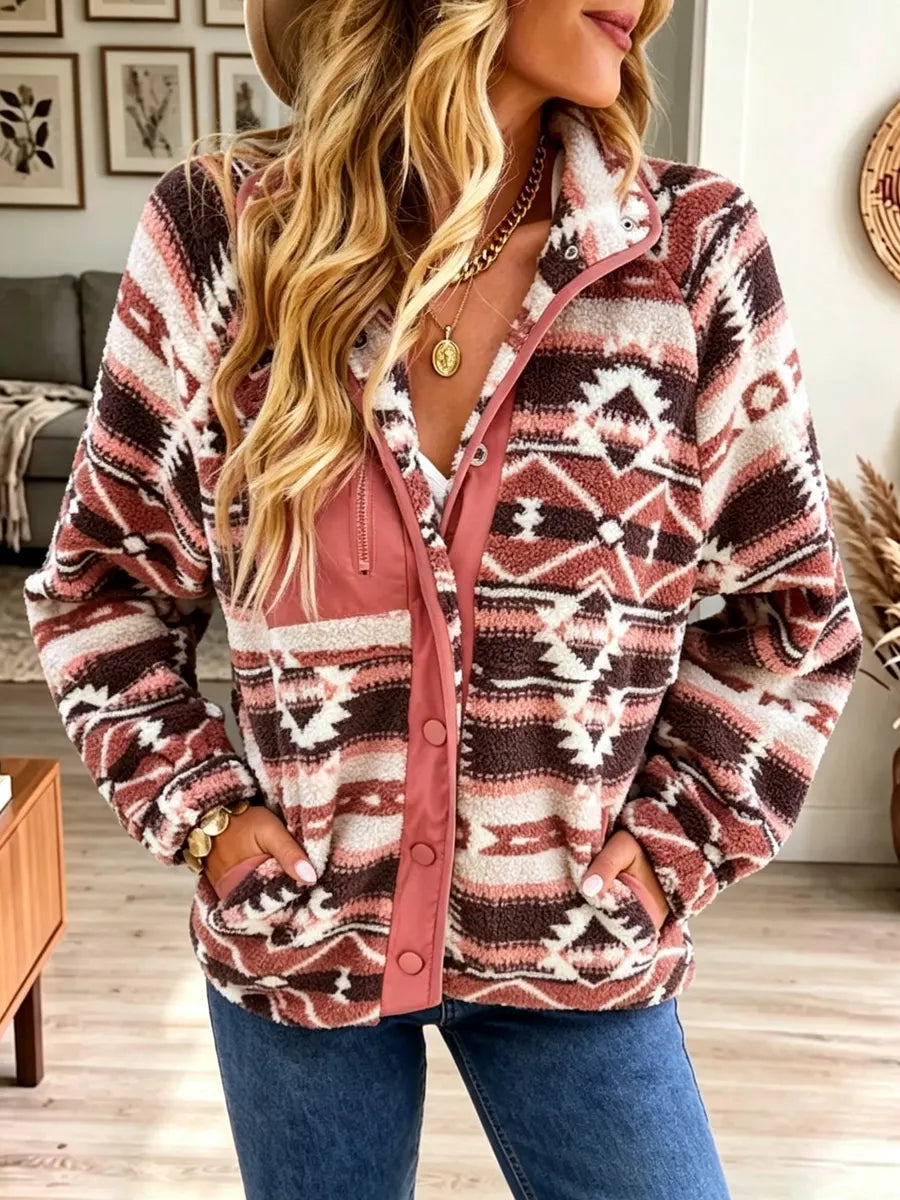 Retro Ethnic Pattern Art Casual Stylish Long Sleeve Coat