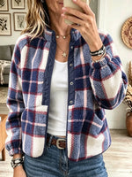 Women's Plaid Button-Front Fleece Jacket
