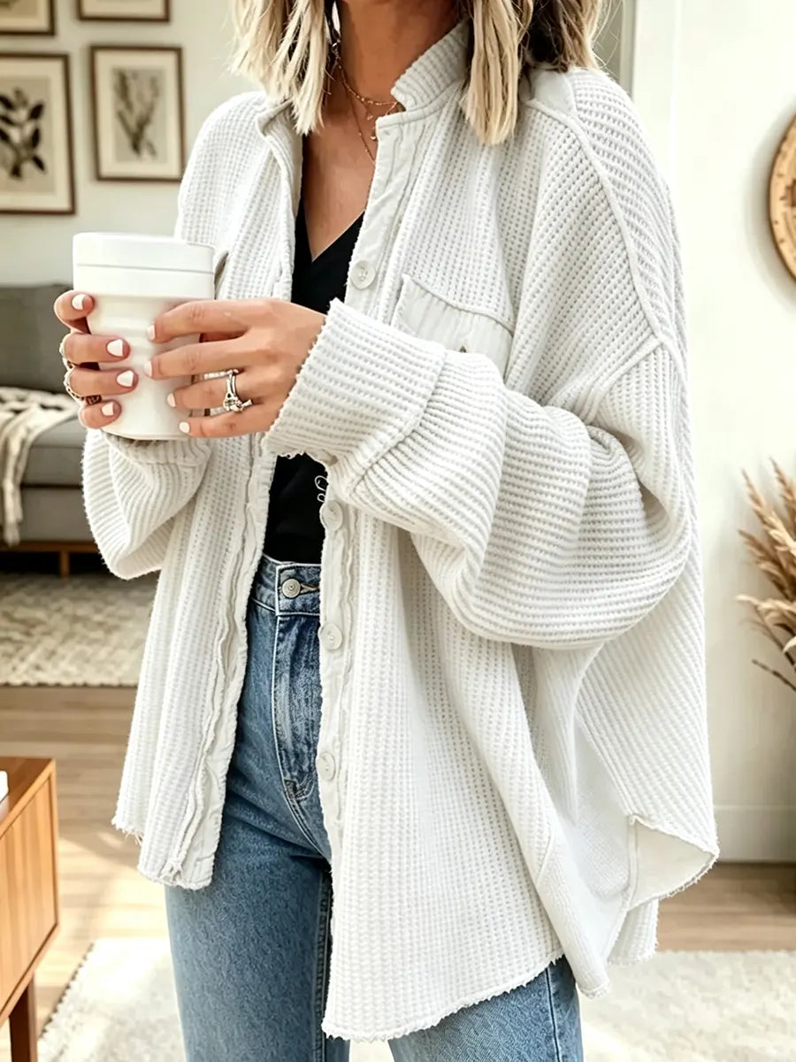 Women's Casual Collared Irregular Shirt Coat