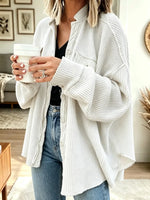 Women's Casual Collared Irregular Shirt Coat
