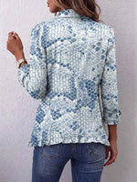 Retro Snake Pattern Art Print Ruffle Casual Stylish Cotton Lapel Coat