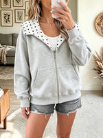 Women's Polka Dot Trim Full-Zip Hoodie