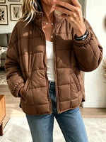 Women’s Stand Collar Zip Up Lightweight Short Padded Coat