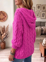 Vintage Elegant Hooded Cable Knit Warm Sweater