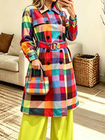 Women's Long Plaid Coat