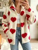 Women's Casual Loose-fit Heart Zipper Coat