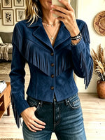 Women's Western Fringe Suede Cropped Jacket