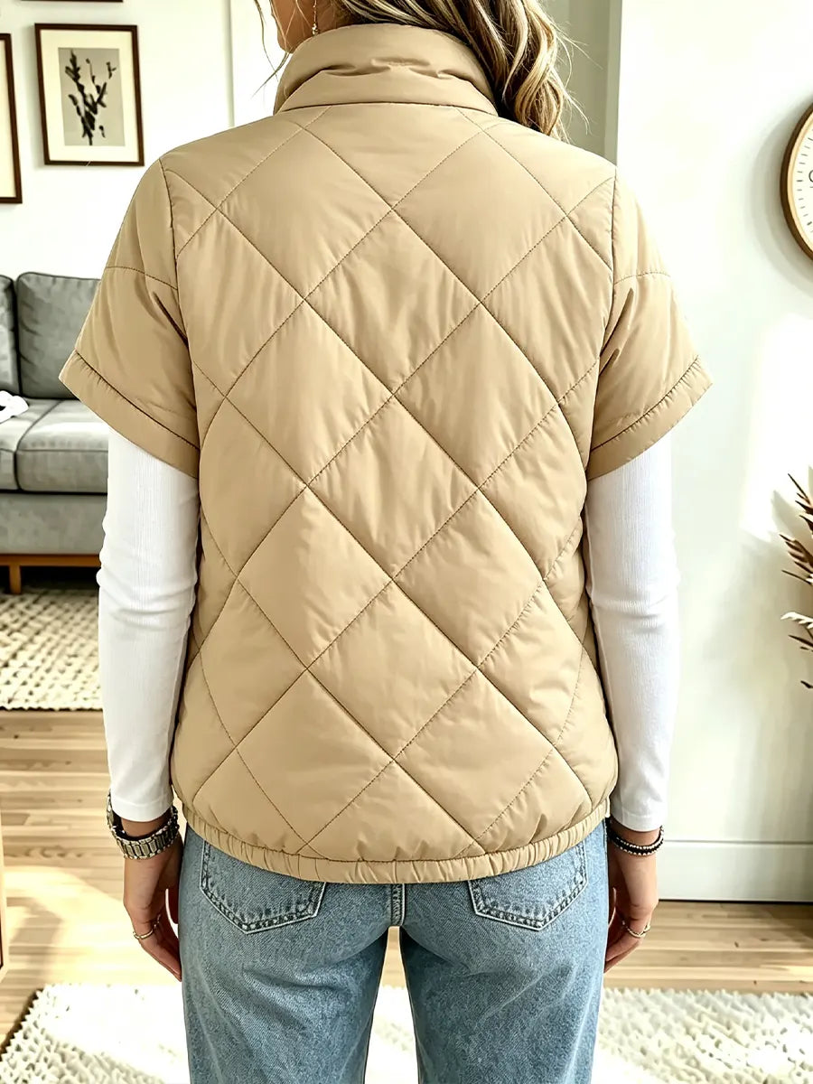 Women Stand-collar Short-sleeve Vest