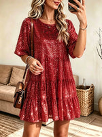 Women's Sequin Tiered A-Line Mini Dress