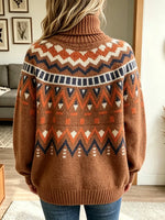 Women’s Vintage Fair Isle Jacquard High-neck Knit Sweater