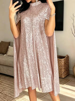 Women's Elegant Small Stand-up Collar Sequin Dress