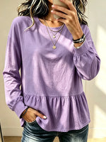 Women's Ruffled Peplum Long Sleeve Top