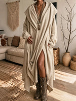 Women's Bohemian Wrap-style Irregular Hem Long Hooded Robe