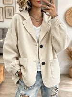 Retro Chic Hooded Corduroy Art Casual Stylish Long Sleeve Coat