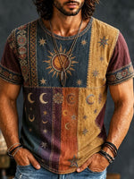 Men's Sun and Moon Pattern Print T-Shirt
