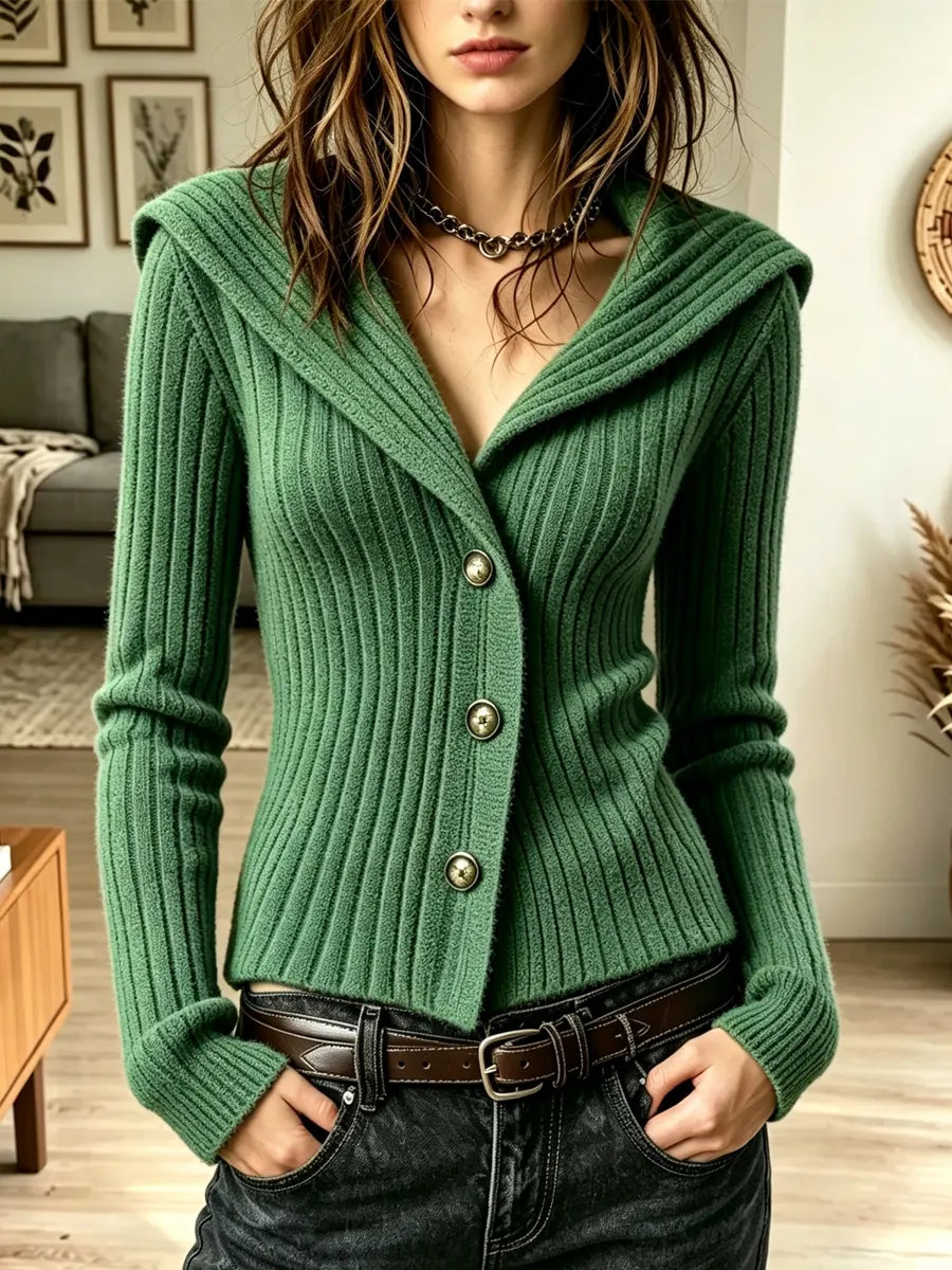 Retro Solid Color Art Casual Stylish Long Sleeve Knitted Cardigan Sweater