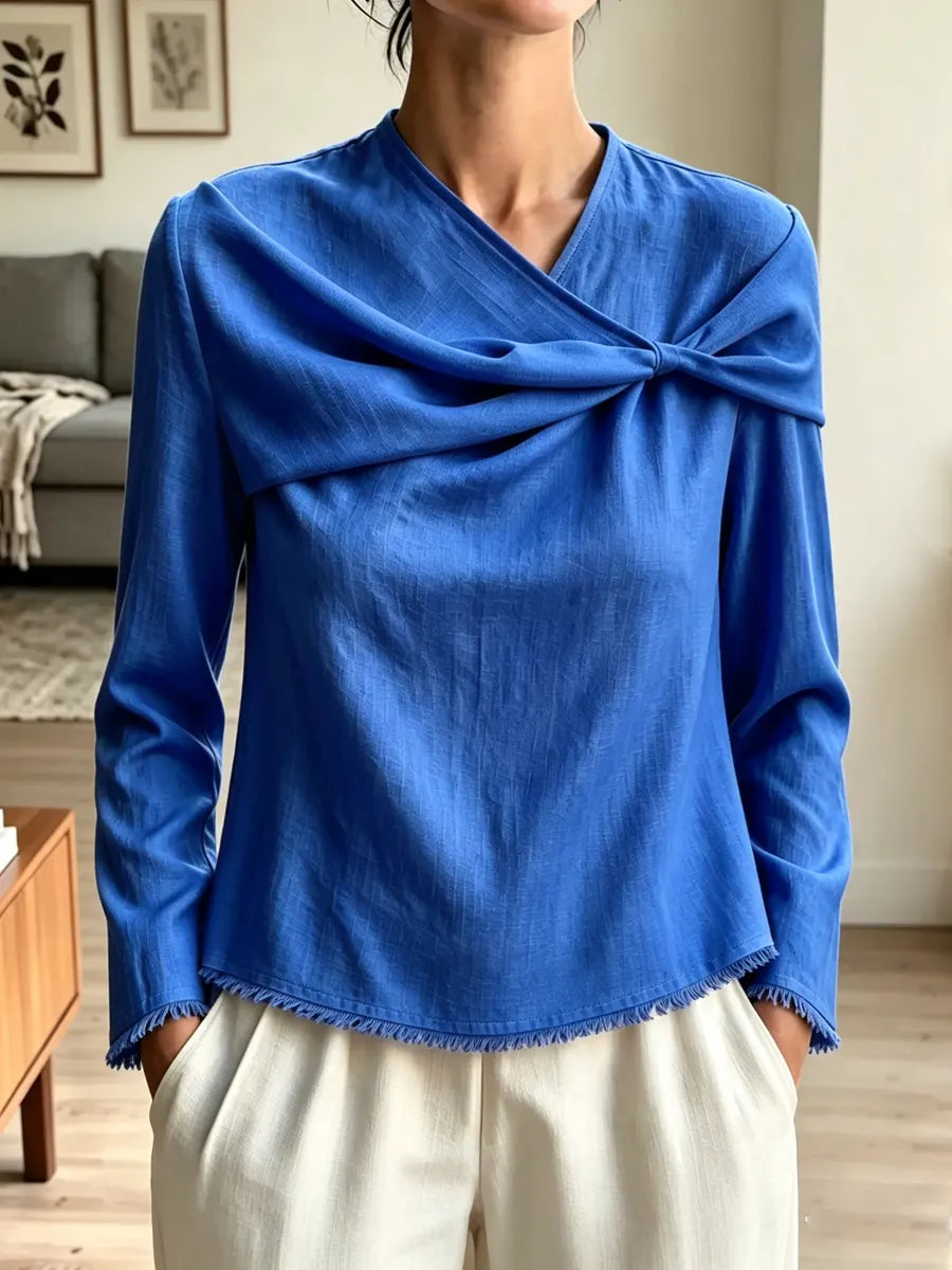 Retro Loose Twisted Art Casual Stylish Long Sleeve Cotton Linen Shirt